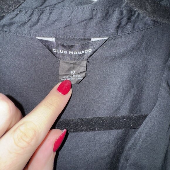 Club Monaco Collared A-line Dress Women Size 10 Black Work Professional Party - Picture 2 of 9